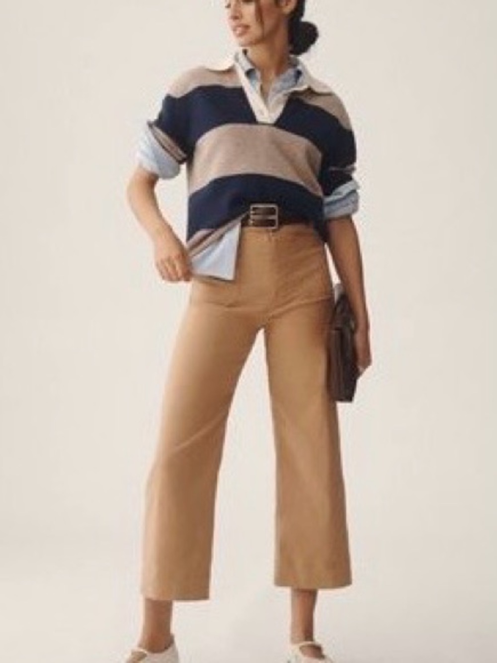 Tan cropped wide leg pants by Anthropologie
